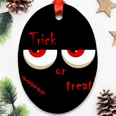 Halloween  trick Or Treat  - Monsters Red Eyes Oval Ornament (two Sides) by Valentinaart