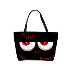 Halloween  trick Or Treat  - Monsters Red Eyes Shoulder Handbags by Valentinaart