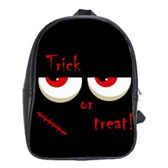 Halloween  trick Or Treat  - Monsters Red Eyes School Bags(large)  by Valentinaart