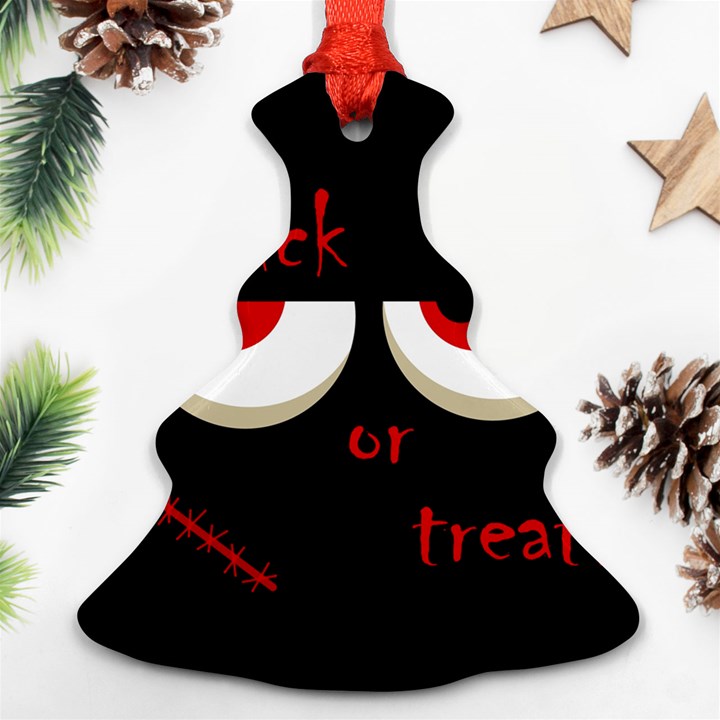 Halloween  Trick or treat  - monsters red eyes Christmas Tree Ornament (2 Sides)