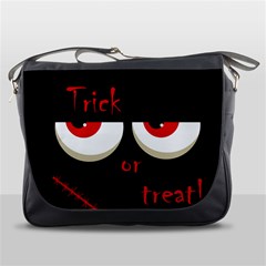 Halloween  trick Or Treat  - Monsters Red Eyes Messenger Bags by Valentinaart