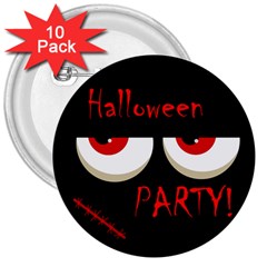 Halloween Party - Red Eyes Monster 3  Buttons (10 Pack)  by Valentinaart