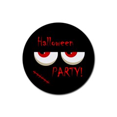 Halloween Party - Red Eyes Monster Rubber Coaster (round)  by Valentinaart