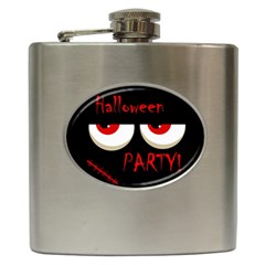 Halloween Party - Red Eyes Monster Hip Flask (6 Oz) by Valentinaart