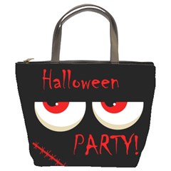 Halloween Party - Red Eyes Monster Bucket Bags by Valentinaart