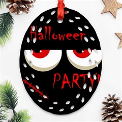 Halloween Party - Red Eyes Monster Ornament (oval Filigree)  by Valentinaart