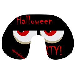 Halloween Party - Red Eyes Monster Travel Neck Pillows by Valentinaart