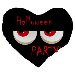 Halloween Party - Red Eyes Monster Large 19  Premium Flano Heart Shape Cushions by Valentinaart