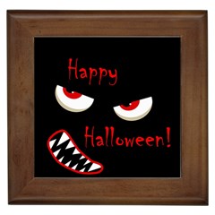 Happy Halloween - Red Eyes Monster Framed Tiles by Valentinaart