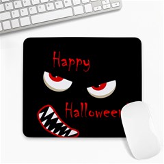 Happy Halloween - Red Eyes Monster Large Mousepads by Valentinaart