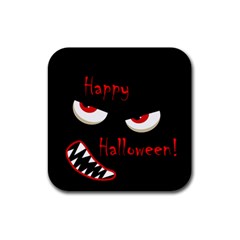 Happy Halloween - Red Eyes Monster Rubber Coaster (square)  by Valentinaart