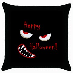 Happy Halloween - Red Eyes Monster Throw Pillow Case (black) by Valentinaart