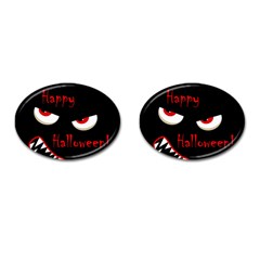 Happy Halloween - Red Eyes Monster Cufflinks (oval) by Valentinaart