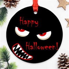 Happy Halloween - Red Eyes Monster Round Ornament (two Sides)  by Valentinaart