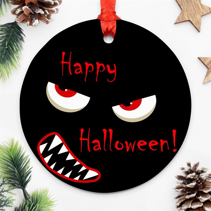 Happy Halloween - red eyes monster Round Ornament (Two Sides) 