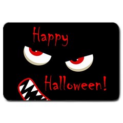 Happy Halloween - Red Eyes Monster Large Doormat  by Valentinaart