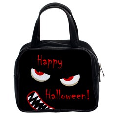 Happy Halloween - Red Eyes Monster Classic Handbags (2 Sides) by Valentinaart