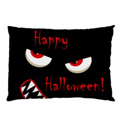 Happy Halloween - Red Eyes Monster Pillow Case by Valentinaart