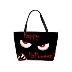 Happy Halloween - Red Eyes Monster Shoulder Handbags by Valentinaart