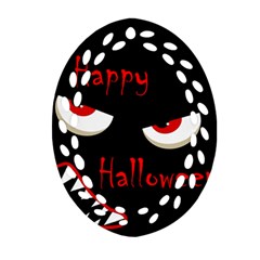 Happy Halloween - Red Eyes Monster Ornament (oval Filigree)  by Valentinaart