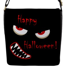 Happy Halloween - Red Eyes Monster Flap Messenger Bag (s) by Valentinaart