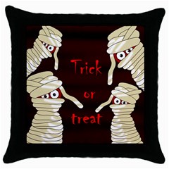 Halloween Mummy Throw Pillow Case (black) by Valentinaart