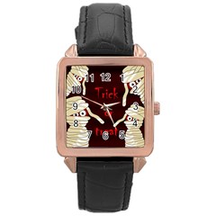 Halloween Mummy Rose Gold Leather Watch  by Valentinaart