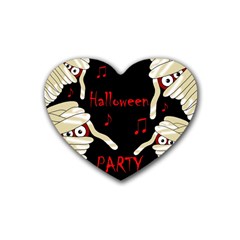 Halloween Mummy Party Heart Coaster (4 Pack)  by Valentinaart