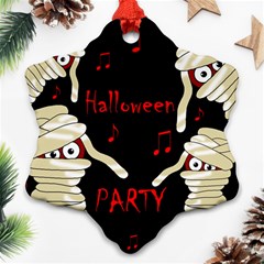 Halloween Mummy Party Snowflake Ornament (2-side) by Valentinaart