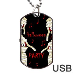 Halloween Mummy Party Dog Tag Usb Flash (one Side) by Valentinaart