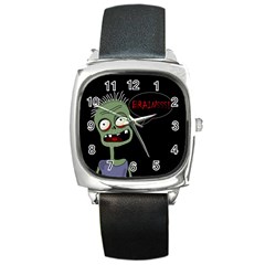 Halloween Zombie Square Metal Watch by Valentinaart