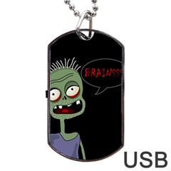 Halloween Zombie Dog Tag Usb Flash (two Sides)  by Valentinaart