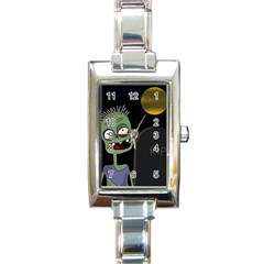 Halloween Zombie On The Cemetery Rectangle Italian Charm Watch by Valentinaart