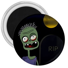 Halloween Zombie On The Cemetery 3  Magnets by Valentinaart