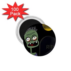 Halloween Zombie On The Cemetery 1 75  Magnets (100 Pack)  by Valentinaart