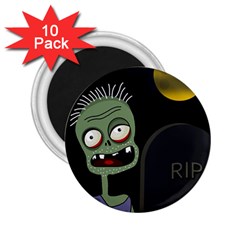 Halloween Zombie On The Cemetery 2 25  Magnets (10 Pack)  by Valentinaart