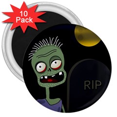 Halloween Zombie On The Cemetery 3  Magnets (10 Pack)  by Valentinaart