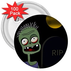 Halloween Zombie On The Cemetery 3  Buttons (100 Pack)  by Valentinaart