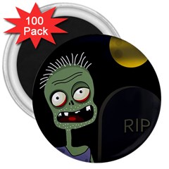 Halloween Zombie On The Cemetery 3  Magnets (100 Pack) by Valentinaart