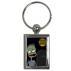 Halloween Zombie On The Cemetery Key Chains (rectangle)  by Valentinaart