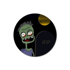 Halloween Zombie On The Cemetery Rubber Coaster (round) 