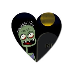 Halloween Zombie On The Cemetery Heart Magnet by Valentinaart