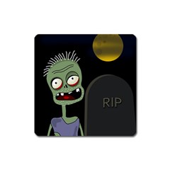 Halloween Zombie On The Cemetery Square Magnet by Valentinaart