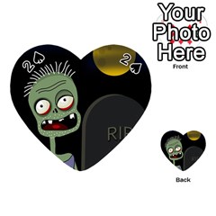 Halloween Zombie On The Cemetery Playing Cards 54 (heart) 