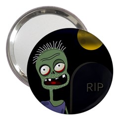 Halloween Zombie On The Cemetery 3  Handbag Mirrors by Valentinaart