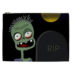 Halloween Zombie On The Cemetery Cosmetic Bag (xxl)  by Valentinaart