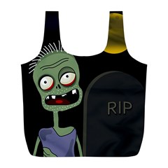 Halloween Zombie On The Cemetery Full Print Recycle Bags (l)  by Valentinaart