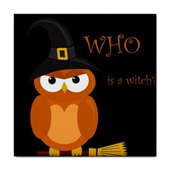 Halloween witch - orange owl Tile Coasters