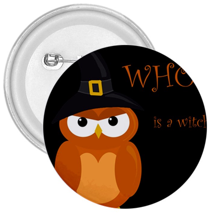 Halloween witch - orange owl 3  Buttons