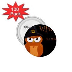 Halloween witch - orange owl 1.75  Buttons (100 pack) 